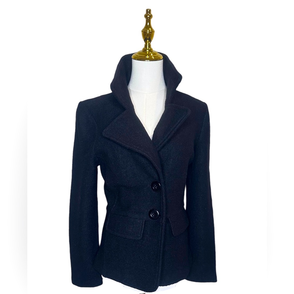 Carole Little Black Double Breasted Blazer Wool Blend Size S